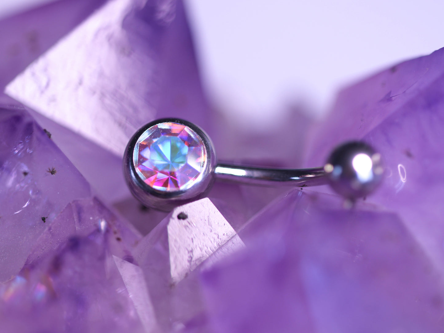 Piercing buric cu piatră rainbow