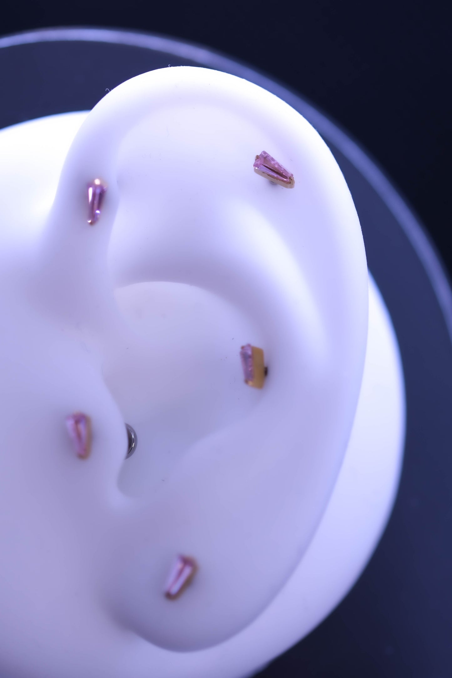 Labret Trapez cu piatră albă auriu