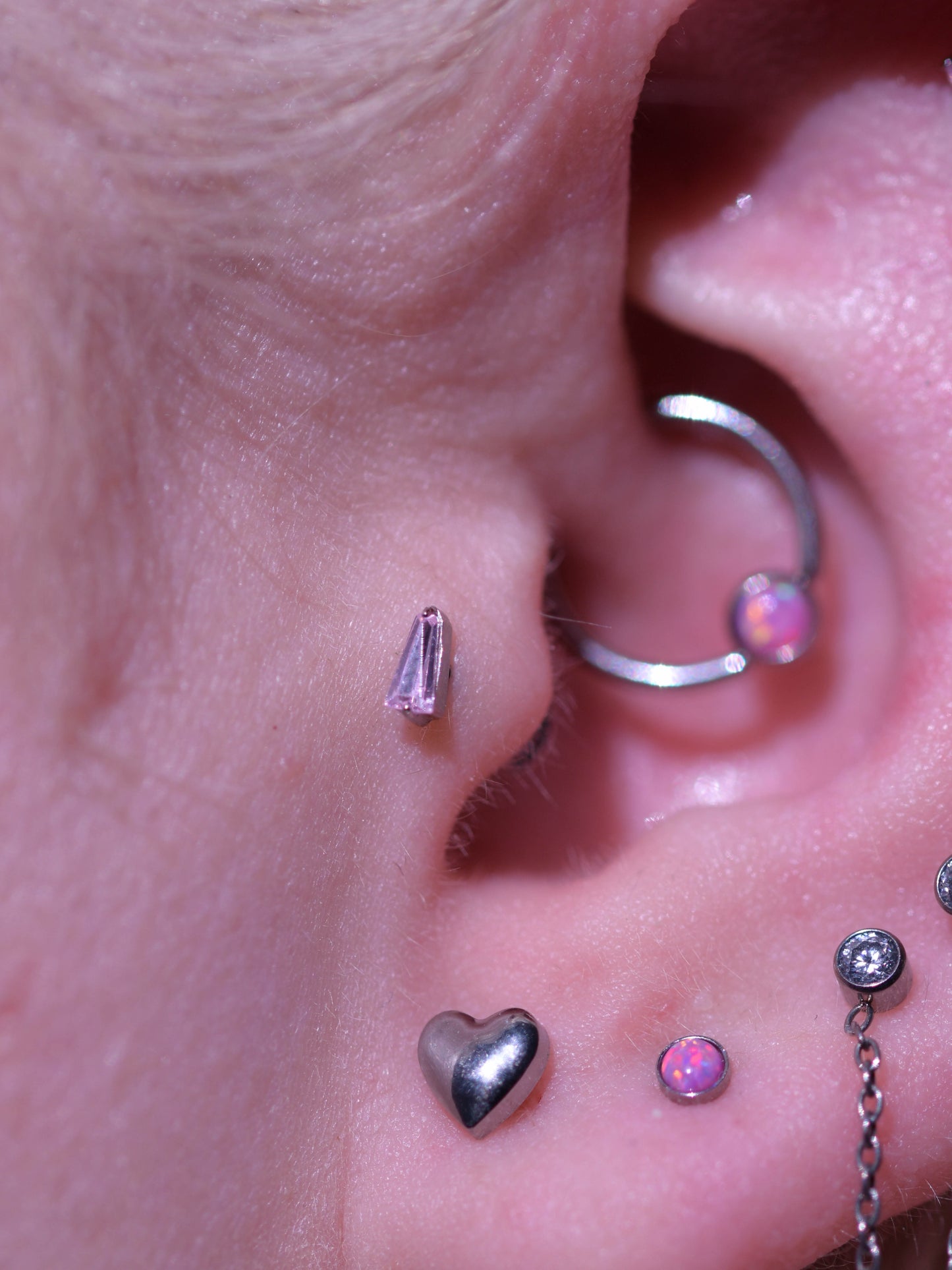 Labret Trapez cu piatră albă