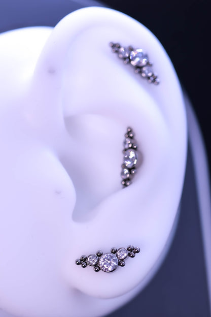 Labret Cluster cu pietre albe