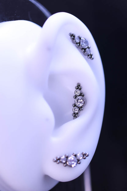Labret Cluster cu pietre albe