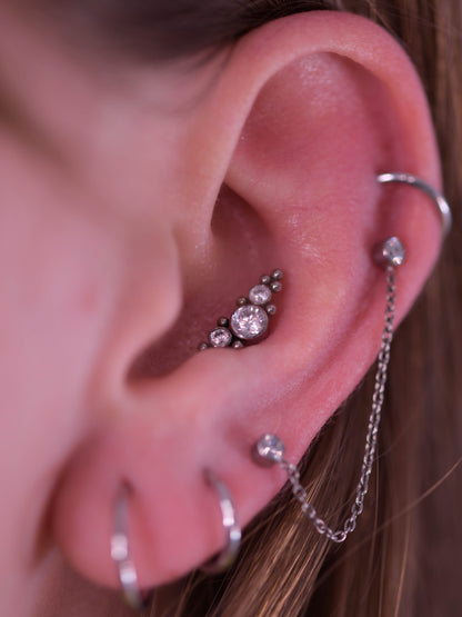 Labret Cluster cu pietre albe